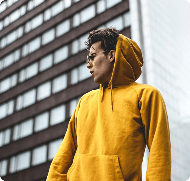 men yellow Fit Hoodie